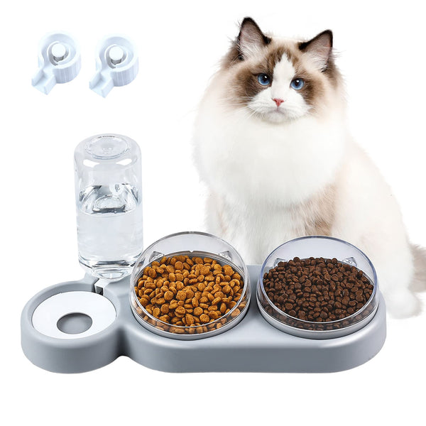 auvstar Cat Bowls,3-in-1 Pet Bowl,Cat Bowls With Stand Tilted 15°,Detachable Pet Bowl for Cats and Dogs,Anti-spill and Adjustable,Pet Food Bowl for Cats and Puppies,Water Bowl