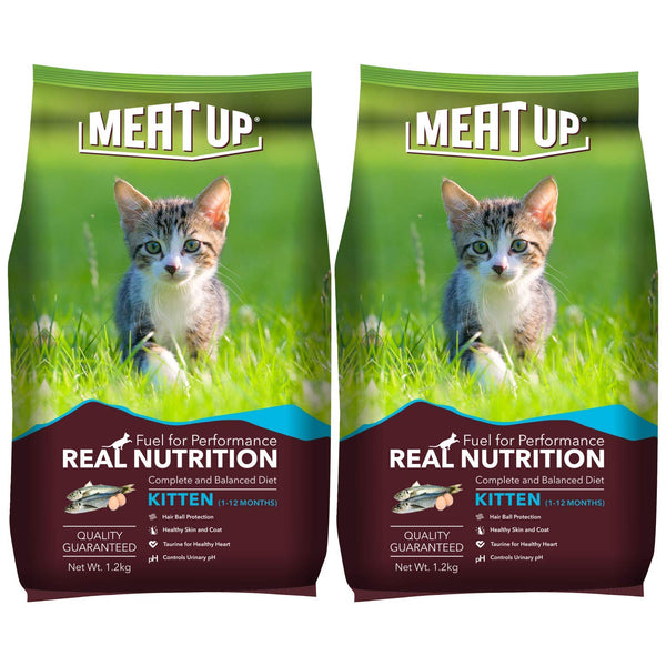 Meat Up Kitten(1-12 months) Dry Cat Food, Ocean Fish, 1.2kg (Buy 1 Get 1 Free)