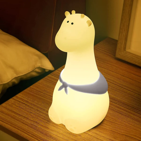Kids Cute Night Light Sweet Giraffe,Silicone Lamp For Baby And Toddler,Animal Boys Girls,Squishy Bedroom,Cute Room (Giraffeled, White)